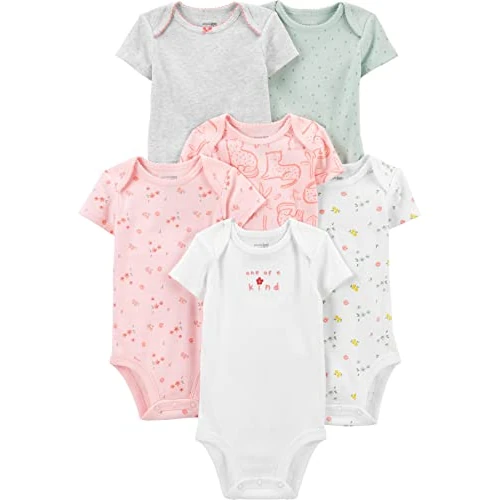 Limitiertes Angebot: Simple Joys by Carter's Kurzärmeliger Body für Babys, Mädchen, 6er-Pack, Mehrfarbig/Katze/Punkte/Blumen, Preemie von 21.99 EUR auf 12.10 EUR (Spare 45%)