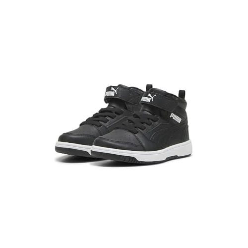 PUMA Unisex Kids Rebound V6 Mid WTR Ac+ PsSneaker, Shadow Gray PUMA Czarny PUMA Biały, 35 EU