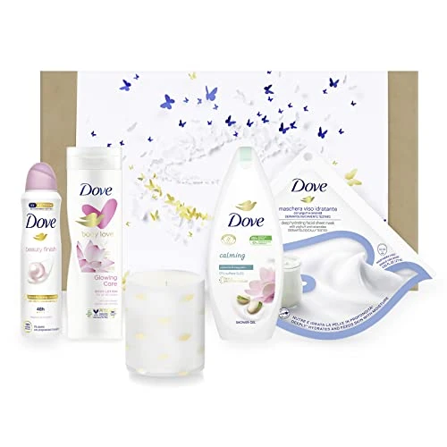 Offerta a tempo: Dove, Cofanetto Sensorial Beauty, Contiene Docciaschiuma Calming, Maschera Viso Idratante, Crema Corpo ai Fiori di Loto, Deodorante Beauty Finish, Idea Regalo Donna - 49% da 21.99 € a 11.25 €