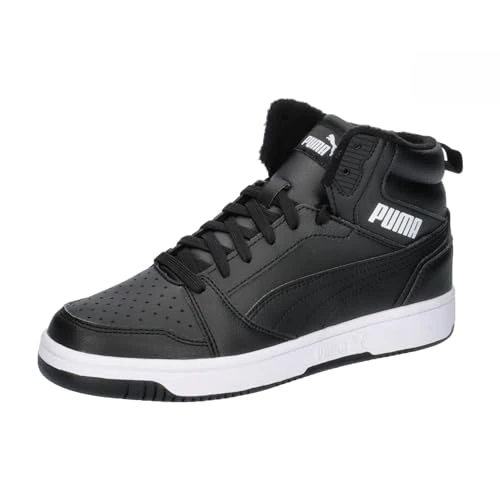 Offerta a tempo: PUMA PUMA Rebound V6 Mid WTR JR - Scarpe da Ginnastica, Shadow Gray-PUMA Black-PUMA White, - 50% da 64.95 € a 32.39 €