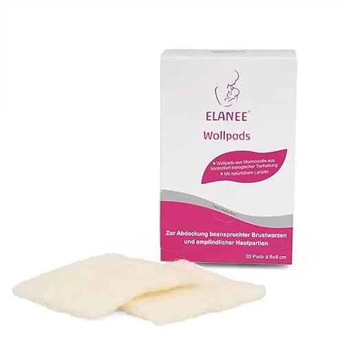 Limited-time offer: ELANEE 20 Wool Pads for Nursing Breastfeeding Mums - Cover Stressed Nipples and Sensitive Skin - Natural Lanolin - Ready to Use Fatty Wool - 8cm x 8cm (224-00) from 17.36 GBP to 17.36 GBP (save 0%)