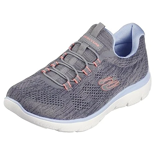 Skechers Donna Summits Fun Flare Scarpe da ginnastica, Grey Mesh/Pink & Blue Trim, 37.5 EU