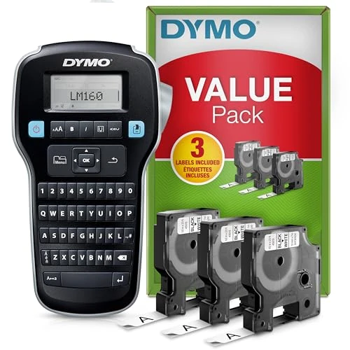 Oferta ograniczona: DYMO LabelManager 160 Zestaw startowy do drukarki etykiet | Ręczna drukarka etykiet | z 3 rolkami taśmy Dymo D1 Label Tape | Klawiatura QWERTY | Idealne rozwiązanie do biura lub domu z 204.30 PLN na 204.30 PLN (zniżka 0%)