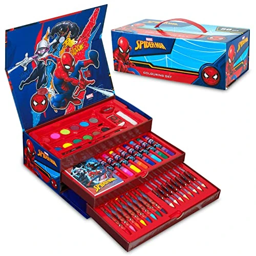Marvel Valigetta Colori per Bambini Spiderman con Pennarelli e Matite Colorate (Multicolore Spiderman)
