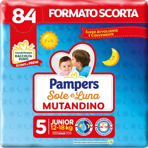 Pampers Sole e Luna Pannolino A Mutandino Junior, Taglia 5 (12-18 Kg), 84 Pannolini