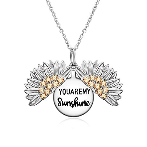 Offerta a tempo: CUPENDA Sei il mio sole Collana con ciondolo a forma di girasole in argento Sterling con messaggio nascosto Gioielli regalo per donne e ragazze - 44% da 38.85 € a 21.89 €