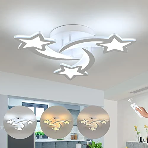 Offerta a tempo: Comely Plafoniera LED Soffitto Dimmerabile, 30W 3375LM Lampadario LED Soffitto con Telecomando 3000K-6500K, Creativa Forma di Stella Plafoniera per Camera da Letto Soggiorno Corridoio - 14% da 54.98 € a 47.14 €