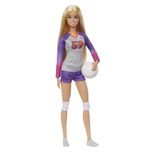 Barbie ​Métiers Poupée Articulée Joueuse De Volleyball en Tenue Complète avec Haut, Short, Genouillères Et Ballon, Jouet Enfant, Dès 3 Ans, HKT72