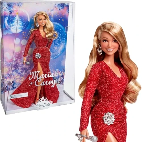 Barbie Barbie x Mariah Carey Lalka świąteczna w brokatowej sukni ze srebrnymi akcesoriami, HJX17