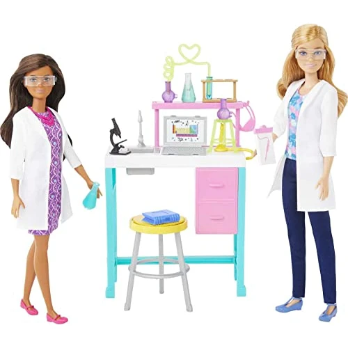 Barbie Laboratorio científico Conjunto de Juego con 2 muñecas, Mesa de Laboratorio y más de 10 Accesorios, HJY95