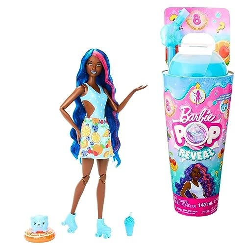 Limited offer: Barbie Pop Reveal Doll & Accessories, Fruit Punch Scent with Blue Hair, 8 Surprises Include Slime, Color Change & Puppy from 19.99 EUR to 19.99 EUR (save 0%)