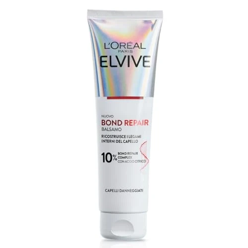 Offerta a tempo: L'Oréal Paris Elvive Bond Repair Balsamo, Rafforzante, Per Capelli Danneggiati, Ricrea i Legami Interni del Capello, Con Acido Citrico, 150 ml - 0.00% da 5.66 € a 5.66 €