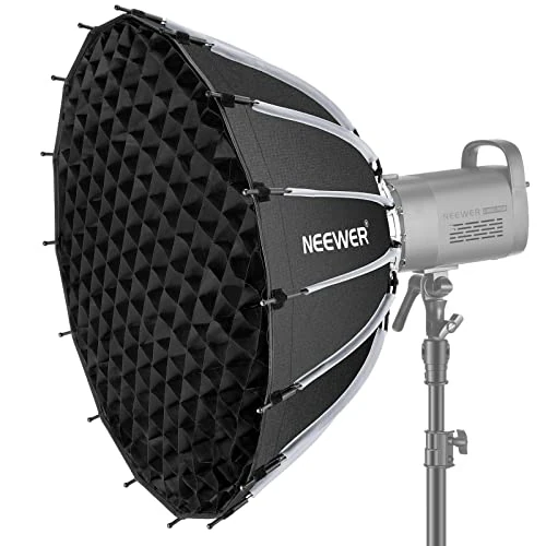 Offerta a tempo: NEEWER 65cm Softbox Parabolico Assemblaggio Piegatura Veloce, con Diffusori, Griglia a Nido d’Ape, Borsa, Compatibile con Aputure 120d Light Dome Godox sl60w NEEWER RGB CB60 ecc. con Attacco Bowens - 37% da 116.30 € a 73.49 €