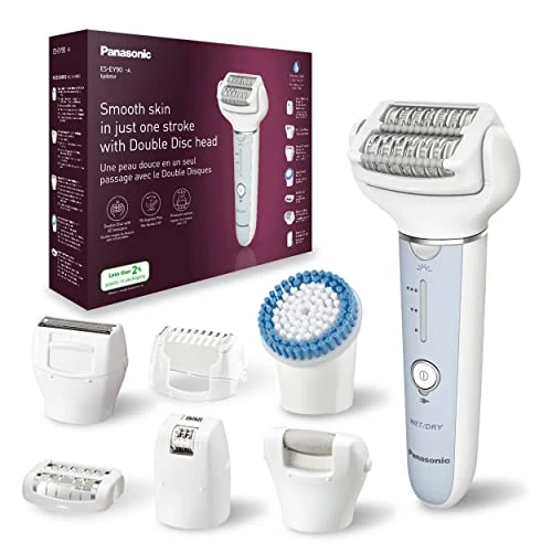 Offerta a tempo: Panasonic ES-EY90 Epilatore Bagnato e Asciutto, Doppio Disco con 60 Pinzette, Testina Flessibile Pivotante a 90°, 3 Impostazioni di Velocità e Luce LED, 30 Minuti di Funzionamento, Testina Rasoio - 59% da 159.99 € a 65.54 €