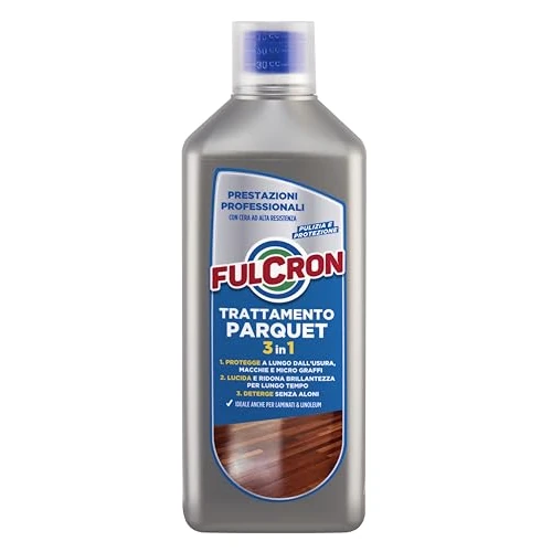 Offerta a tempo: FULCRON Trattamento Parquet 3in1 - Protegge, Lucida e Deterge, 1L | Pulizia Pavimenti Anche Laminati e Linoleum, Protegge Pavimento, Dona Brillantezza, Deterge Senza Aloni - 20% da 11.99 € a 9.60 €