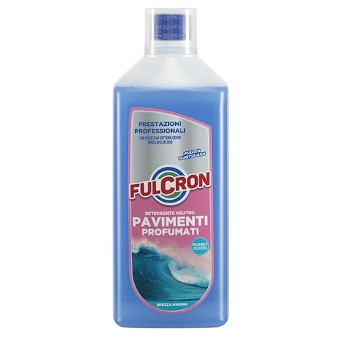 FULCRON Detergente Neutro Pavimenti Profumati, Detersivo Pavimenti, Asciugatura Rapida, Pulisce ed Igienizza, Senza Risciacquo, Elimina Cattivi Odori, Profumo Brezza Marina, 1 LT