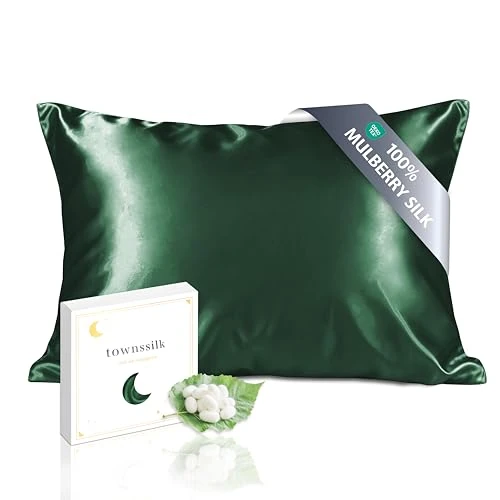 Tijdelijke aanbieding: townssilk Kussensloop 100% pure moerbeizijde, 19 momme, dubbelzijdig, voor gezondheid van huid en haar, verborgen ritssluiting, draaddichtheid 600, 1 stuk, 50 x 80 cm, smaragdgroen van 33.82 € naar 33.82 € (0.00% korting)