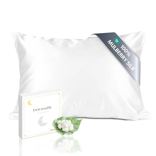 Zeitlich begrenztes Angebot: townssilk Beidseitig 100% 19momme Pure Maulbeerseide Kissenbezug für Haar und Haut Gesundheit, 1 Stück 50x80cm Größe Kissenbezug Seide,verstecktem Reißverschluss 600 Fadenzahl White von 32.99 € auf 28.04 € (15% Rabatt)