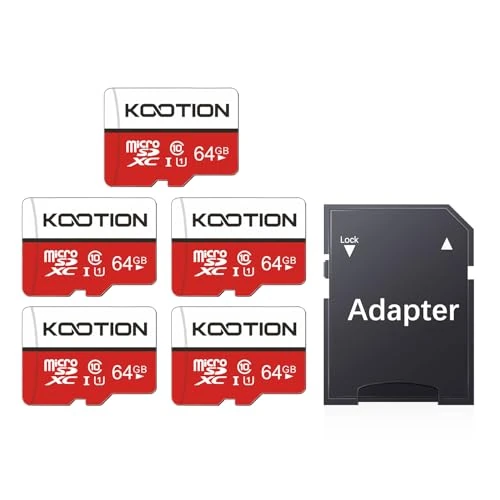 期間限定オファー: KOOTION 5パック 64GB Micro SD カード クラス10 Micro-SDXC メモリーカード UHS-I 高速フラッシュ TFカード セキュリティカメラ/スマートフォン/ドローン/ダッシュカム/タブレット/PC C10 U1 64GB 5パック 通常価格 11476 JPY セール価格 9637 JPY (割引 16%)