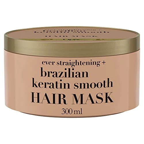 Offerta a tempo: OGX Maschera Capelli Ever Straightening + Brazilian Keratin, Maschera capelli ristrutturante con cheratina per capelli trattamento lisciante, Trattamento capelli danneggiati, crespi e ricci, 300 ml - 13% da 6.40 € a 5.60 €