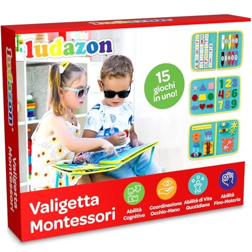 LUDAZON® Busy Board, Montessori Jouet à partir de 2, 3, 4, 5 ans, jouet de motricité, livre d'activités pour filles et garçons, jouet de voyage pour enfants, activité en avion