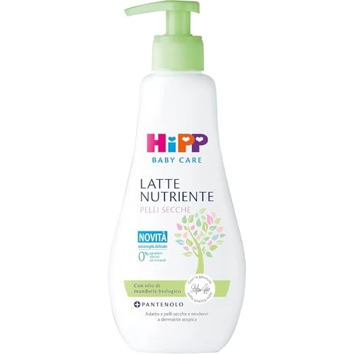 HiPP Baby Care Pflegende Milch für Kinder, nährt und spendet Feuchtigkeit für trockene und empfindliche Haut, mit Bio-Mandelöl und Panthenol, 1 Flasche à 300 ml