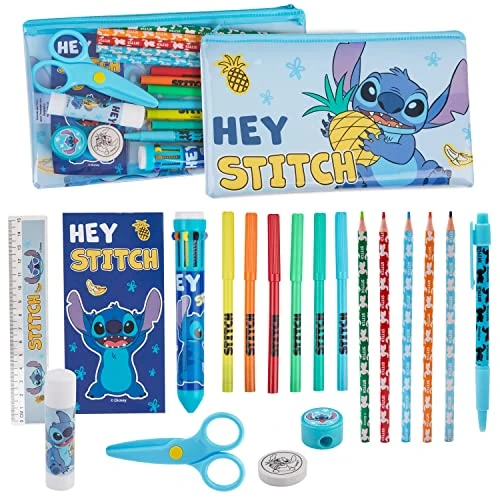 Limited-time offer: Disney Stitch Kids Pencil Case and Stationery Supplies Set for Preschool Nursery Notebook Colouring Pencils Pen, Girls Gifts (Blue Stitch) from 11.69 GBP to 11.69 GBP (save 0%)