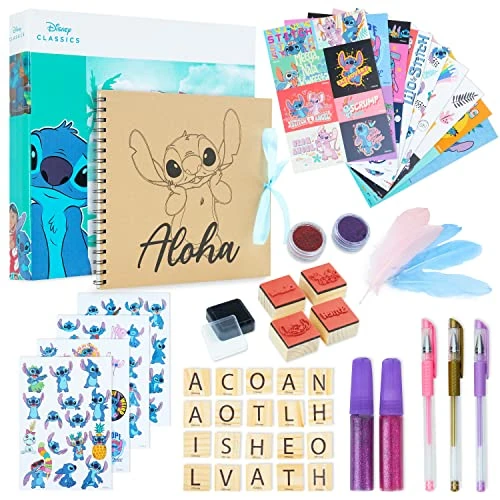 Tijdelijke aanbieding: Disney Stitch Scrapbook Kit voor kinderen Knutselset met Wito Scrapbook Knutselboek Scrapbooking Accessoires Stickers Stempels Gel Pennen Glitter Meisjes Kunst Set Stitch Cadeaus voor Meisjes Paars van 23.99 EUR naar 23.99 EUR (korting 0%)