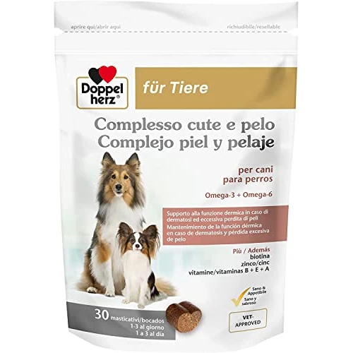 Offerta a tempo: Doppelherz für Tiere Complesso Cute e Pelo per Cani, 30 Masticativi - 28% da 16.89 € a 12.19 €