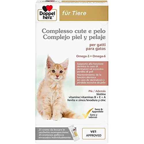 Offerta a tempo: Doppelherz für Tiere Complesso Cute e Pelo per Gatti, 25 Monoporzioni - 28% da 16.89 € a 12.19 €