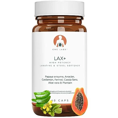 LAX+ Lassativo forte per Stitichezza e Sollievo dalla Costipazione, Ammorbidente per Feci, Lassativo Ingredienti 100% Naturali con Papaia, Arraclan, Cardamomo, Finocchio, Sena, Aloe e Plantago