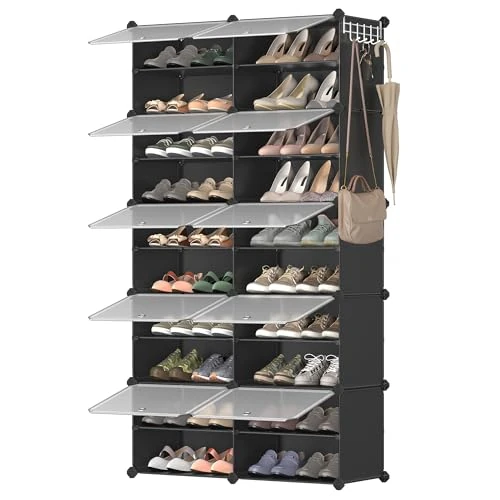 Offerta a tempo: SONGMICS Scarpiera, Scaffale Modulare a 10 Scomparti per 40 Paia di Scarpe da Ingresso, con Sportelli, Telaio in Acciaio e Ripiani in Plastica, Camera da Letto, Nero e Trasparente LPC035B01 - 5% da 42.99 € a 40.99 €