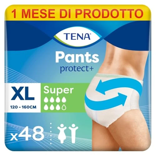 Zeitlich begrenztes Angebot: TENA Pants Super XL- 48 Pants im Monatspaket (4 x 12 Pants) - Einweghosen für Frauen und Männer - atmungsaktive Unisex Inkontinenzslips - bei Blasenschwäche und Harninkontinenz - Weiß, Größe XL von 119.00 € auf 91.88 € (23% Ra