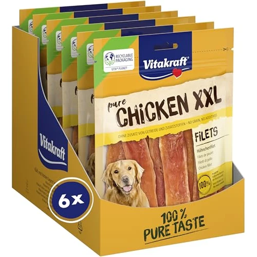 Vitakraft Pure Chicken XXL - Chicken Dog Treat - Recipe without Added Sugars and Grains (6 x 250g)