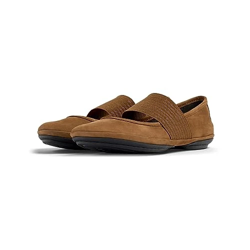 Camper Dames Right Nina Mary Jane Flat, Camel Brown, 35 EU