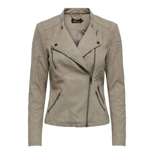 Only Onlava Faux Leather Biker Otw Noos Chaqueta, Weathered Teak, 34 Mujer
