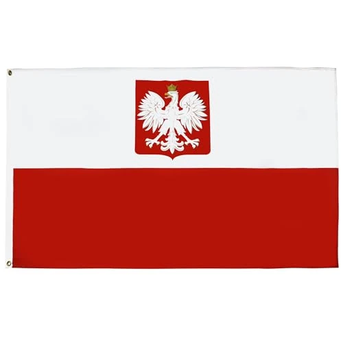 AZ FLAG - Bandiera Polonia con Aquila - 90 x 60 cm - Poliestere leggero - Bandiera Polacca con occhielli metallici integrati - 40 g
