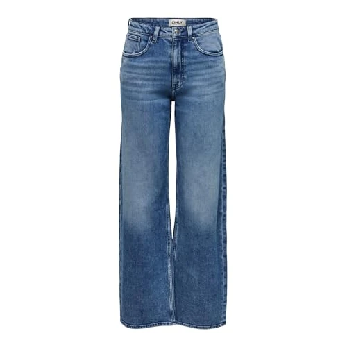 Bestseller A/S Onljuicy Hw Wide DNM Dcc637 Noos Pantalon en Jean, Medium Blue Denim, 25W x 32L Femme