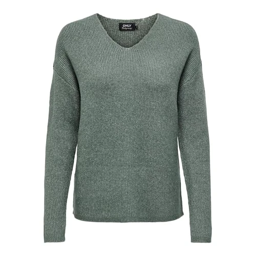 ONLY Damski ONLCAMILLA V-Neck L/S KNT NOOS sweter, Laurel Wreath/Detail:Melange, M, Laurel Wreath/Detail:melange, M