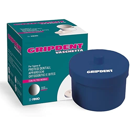 Offre limitée : Gripdent Bac à prothèses - Conteneur avec filtre mobile pour le nettoyage et l'hygiène des prothèses dentaires, appareils orthodontiques et - Couleur bleue de 5.64 € à 5.64 € (0.0% de remise)