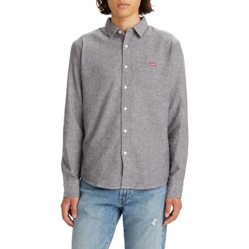 Offerta a tempo: Levi's Long-Sleeve Battery Housemark Slim, Uomo, Black Agate, L — 46% da 60,00 € a 32,50 €