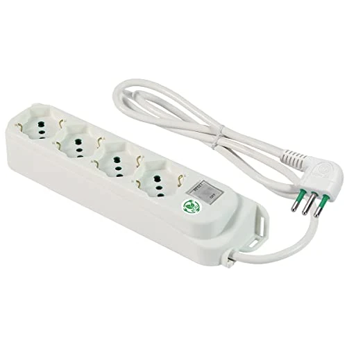 Offerta a tempo: FANTON 474204ECO Multipresa OMEGA ECO RELIFE 4 prese bipasso/schuko 2P+T 16A cavo 1,5 m. spina piccola 2P+T 10A + interruttore automatico luminoso di sovraccarico - 35% da 17.64 € a 11.50 €