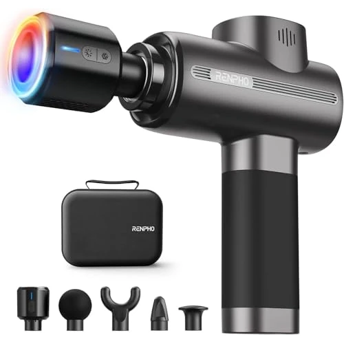 Massagepistool, RENPHO Massage Gun met warmte Koele kop Spiermassagepistool Deep Tissue 3200RPM Motor Massager met draagbare draagtas, voor Home Office Workout Muscle Massage Relax