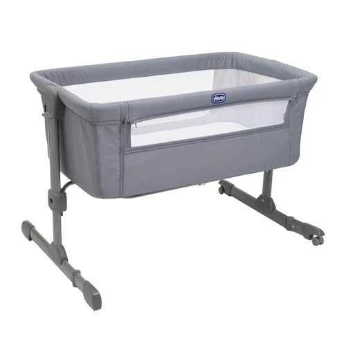 Chicco Next2Me Essential Baby Cot Side Bed, Co-Sleeping Cot, Compatibel met meerdere bedden, Verstelbare hoogte, Goede luchtcirculatie, Matras en tas inbegrepen, 0-6 maanden, Grijs