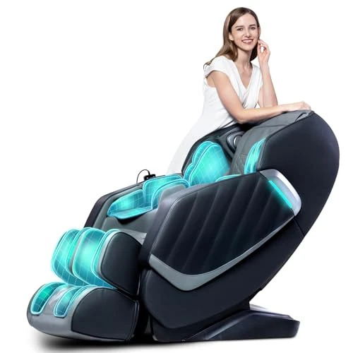Offerta a tempo: HealthRelife Poltrona massaggiante per tutto il corpo,sedia da massaggio intelligente Zero Gravity, mani robotiche 3D,con guida SL, poltrona relax,altoparlante Bluetooth, colore nero - 0.00% da 1499.00 € a 1499.00 €