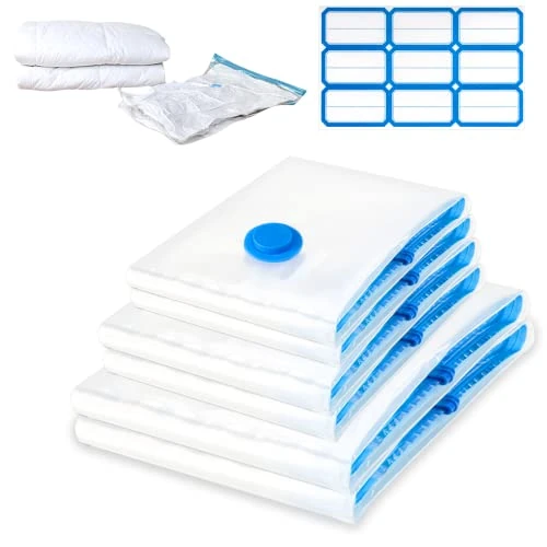 Limited offer: Pack of 6 Vacuum Bags for Clothes Duvets, 2 Jumbo 100 x 80 cm + 2 Large 90 x 50 cm + 2 Large 80 x 60 cm Vacuum Bags XL L for Clothing Bed Linen Pillows from 16.99 EUR to 14.44 EUR (save 15%)