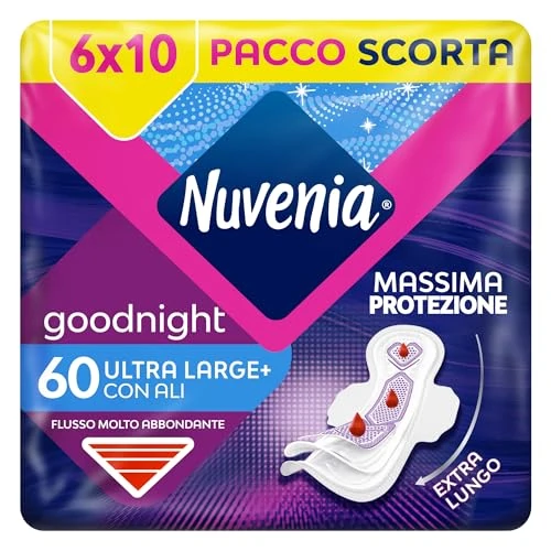 Beperkte aanbieding: NUVENIA Ultra Notte vleugels, 60 inzetstukken, 6 verpakkingen met elk 10 maandverband van 20.41 EUR naar 20.41 EUR (besparing 0%)