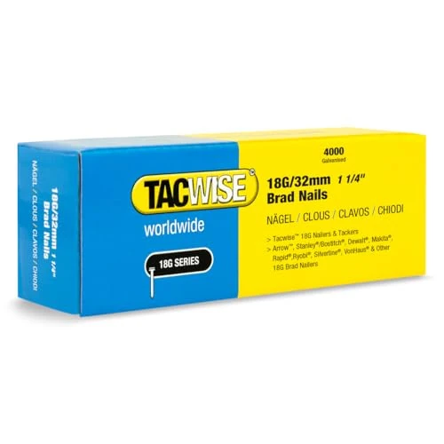 Offerta a tempo: Tacwise 1712 Chiodi Brad Galvanizzati Tipo 18G / 32 mm, Confezione da 4000 - 43% da 14.99 € a 8.54 €