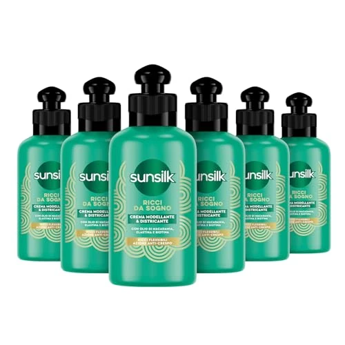 Sunsilk, Detangling Cream for Dream Curls, Cream for Defined Curls, No Rinse, Active Fusion Formula with Macadamia Oil, Elastin and Biotin, 6 x 200 ml