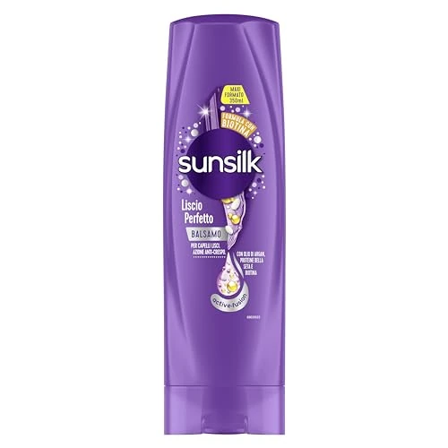 Sunsilk, Acondicionador liso perfecto, acondicionador para cabello liso y sedoso, fórmula Active Fusion con aceite de argán, proteínas de seda y biotina para un cabello visiblemente saludable, 350 ml